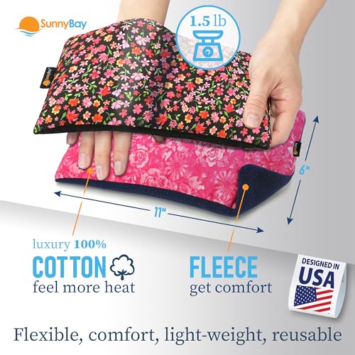 SunnyBay Heating Pad, Neck and Shoulder Wrap, 6x11 inch, Pink - color: Hot Pink and Red Flower