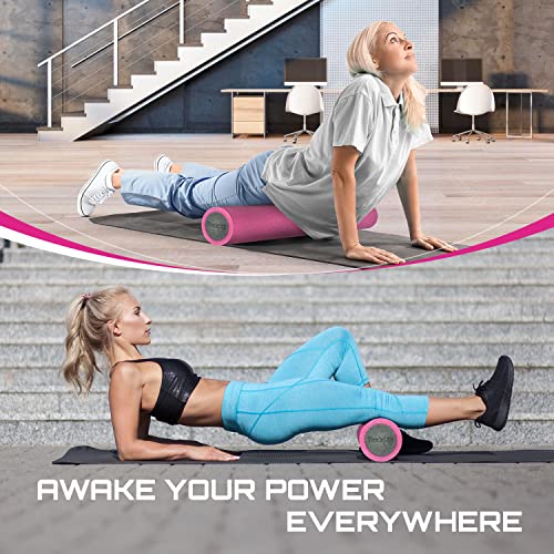 Yes4All Medium Firm Two-Layer PE Foam Roller for Yoga & Pilates - color: 24 Inches - Pink/Grey
