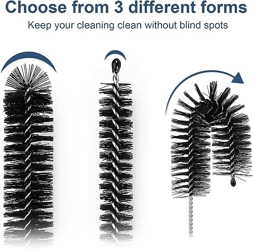 Ixiaoyoo Straw Cleaner Brush Set, 12 Pieces Botthle Cleaning Brush and Nylon Tube Brush Brush, 11.8 Inch Long Cleaning Brush Kit for Water Bottle, Straws on Tumbler, Sippy Cup, Tea Pot Spout - color: 11.8 Inch Black