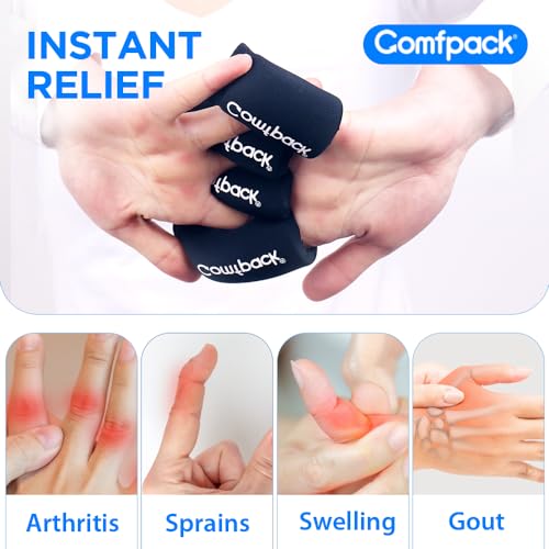 Comfpack 4PCS Finger Sleeves Gel Ice Pack for Pain Relief, Hot Cold Therapy - color: Black