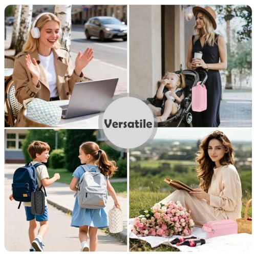 Fammart Freezable Snack Bag with Removable Ice Packs, Small Insulated Lunch Bag Mini Cooler, Leakproof Reusable Snack Lunch Box with Buckle Handle for Work, Travel, Office - Checkered Green - color: with Ice Packs - Checkered Green