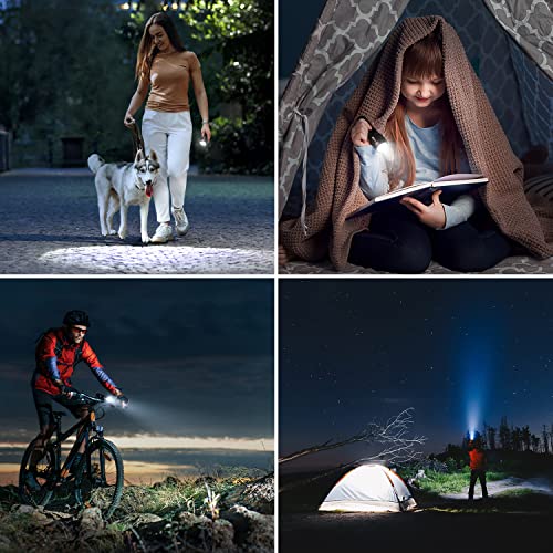Lepro LED White Light Flashlight, High Lumens Waterproof Adjustable Focus - color: Black
