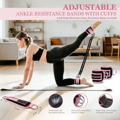 HIMESPORNER Pedal Resistance Band with Handle & Ankle Straps, Figure 8 Band