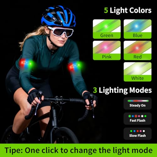 Taximi LED Armband for Running, High Visibility Reflective Running Lights for Runners, USB Rechargeable Light Up Arm Bands for Men Women Kids Night Cycling Walking Jogging - color: Green