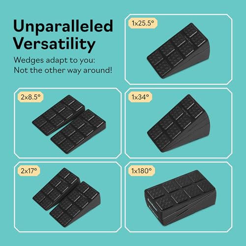 Squat Wedge Block Set of 3/5 - 960 LBS Capacity - Slant Board for Calf Stretching with 5 Stackable Angles - Calf Stretcher Slant Board - Workout Equipment - EPP Material for Exercise Equipment & Physical Therapy - color: Black&Purple