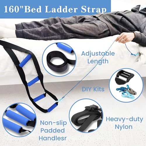 2PC Hip Replacement Kit After Surgery, Recovery Kit for Seniors with 42 Inch Leg Lifter Strap, Bed Ladder Assist(160"Bed Ladder Assist Leg Lifter)