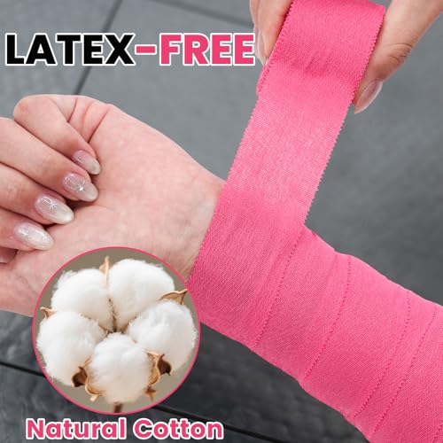 NUITPY 8 Rolls Athletic Tape, Pink Sports Tape, Easy Tear Wrist Tape - color: Pink-8 Rolls