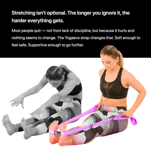 Yogaevo Elastic Stretching Strap With Loops For Physical Therapy - color: Purple
