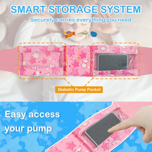 iGuerburn Insulin Pump Belt for Kids, Diabetic Pump Belt for T1D Children - size: S:17"-25"(Pink)