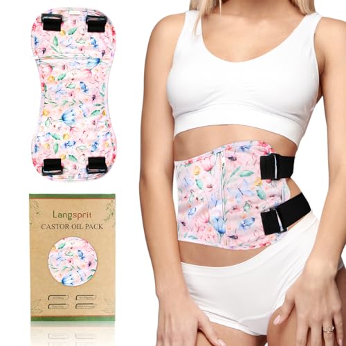 Langsprit Castor Oil Pack Wrap, Cotton Castor Oil Packs for Liver Detox，Butterfly L - color: Flower Butterfly
