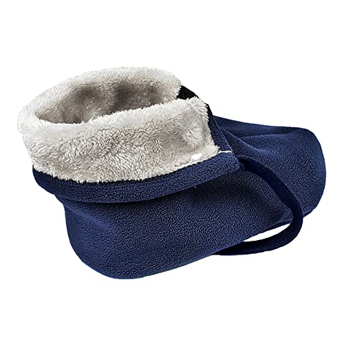 BXT Winter Warm Cast Sock, Thick Fleece Foot Cast Cover - Below the Knee Cast Toe Boot Cover, Protective and Washable Cast Sleeve Wrap, Foot Warmer, Adjustable Drawstring, Navy Blue - size: M