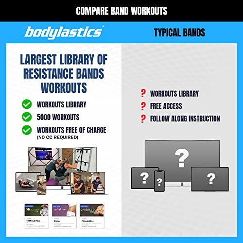 Bodylastics Patented Basic Series Resistance Band Set - Resistance Bands with Snap Reduction Tech, 2 Handles, 2 Ankle Straps, 1 Door Anchor & 1 Carry Bag - color: BASIC 3-190LBS Set Pastel