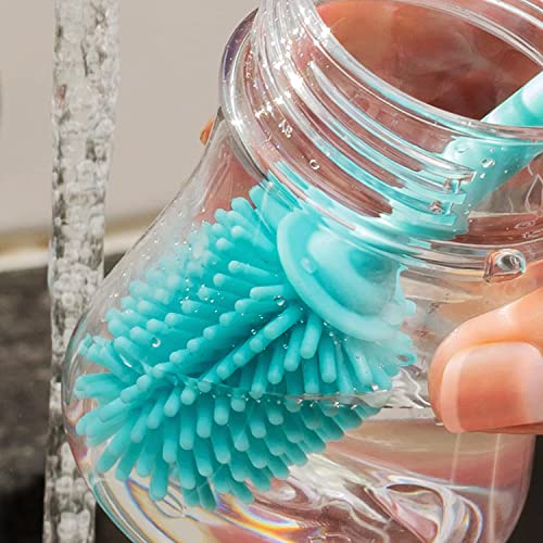 Kitchiny Silicone Bottle Brush 12.5 inch with 2 Straw Cleaners – Blue - color: Blue