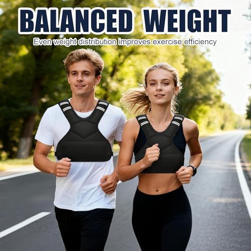 Ragebby Adjustable Weighted Vest for Women Men, 4-10lb/12-18lb/ Vest with 6 Ironsand Weights, Weight Vest with Reflective Strip for Running, Walking, Exercise, Strength Training