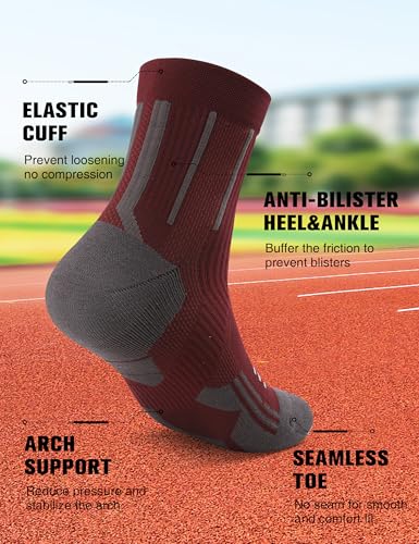 Mens Compression Running Socks: 360° Targeted Support Secure Fit - color: C-gray Red Blue, size: 9-13