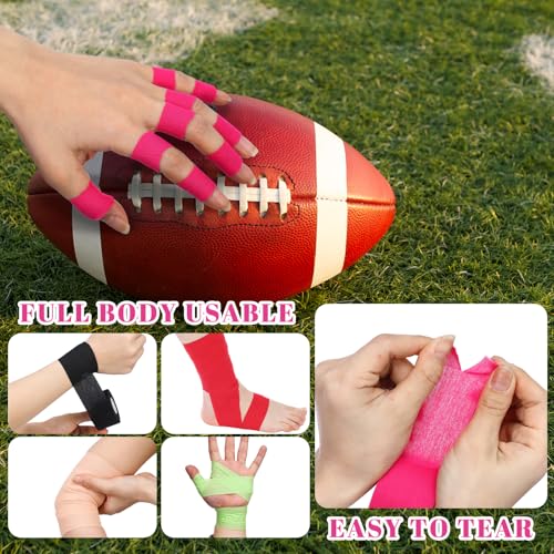 Geiserailie 6 Rolls Pre Wrap Wrist Tape Colorful, 1.5"x10 Yards No Residue