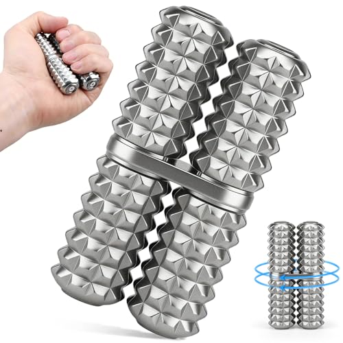 Handheld Fidget Toy, Metal Hand Roller Thumb-Press Massage Style Pain for Adult Relieve Stress Anxiety Tension, Office Travel Classroom, Novelty Gifts for Friends - Sliver