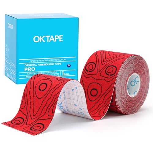 OK TAPE Kinesiology Tape PRO Uncut Latex Free Tape 2in x 16.4ft 1Roll - color: Red+black, size: 1 Rolls