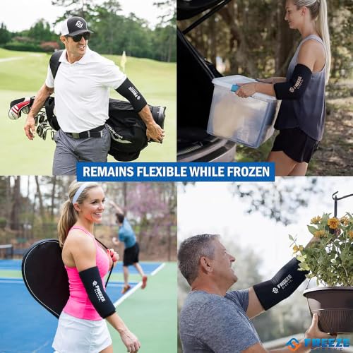 FreezeSleeve Ice and Heat Therapy Sleeve | Reusable Ice Pack Flexible Gel Compression Sleeve for Pain Relief and Recovery of Elbow Knee Ankle Leg Wrist Injuries | Black Small/Medium - color: Black, size: Small/Medium