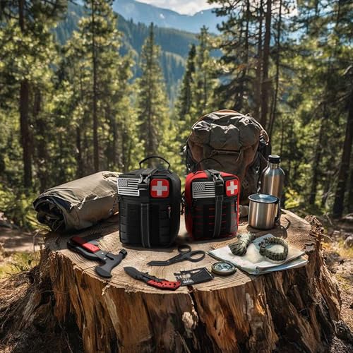 Survival First Aid Kit, 190 Pcs Survival Gear and Medical Supplies, Military IFAK EMT Molle Tactical Pouch for Outdoor, Camping, Hiking, Car, Vehicles and More