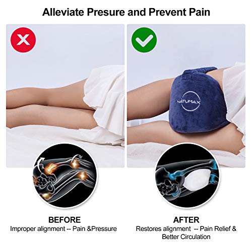 Knee Pillow for Side Sleepers - Relief from Sciatica Pain, Back/Leg Pain, Pregnancy, Hip and Joint Pain Memory Foam Leg Pillow + Free Sleep Mask and Ear Plugs - color: Blue