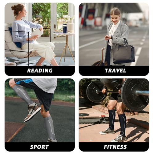 fenglaoda 3 Pairs Compression Socks for Women & Men Knee High Nurse Pregnant Cute Medical Running Travel Athletic - color: 00-3pairs-14, size: Small-Medium