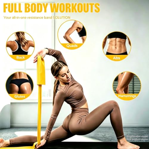 Long Resistance Bands for Working Out, Physical Therapy, Yoga & Pilates - color: Yellow