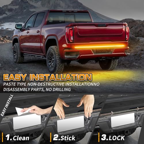 60 inch Tailgate Lights Strip Amber Strobe Lights - color: Amber/Yellow
