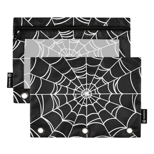Goth Spider Web Pencil Pouches for 3 Ring Binder 2 Pack - color: Goth Spider Web