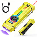HAUSBELL Flat EDC Flashlight 1800LM Turbo, 0.6" Ultra-Slim Pocket Light with Stepless Dimming Dial, Magnetic Base, 365nm UV & Red Laser, Side-COB Flood, USB-C Fast Charge, IP44 Weatherproof - color: Yellow