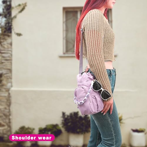 Wongeto Water Bottle Holder with Strap,25oz/40oz/64oz Water Bottle Carrier Sling Bag with Phone Pocket Crossbody Adjustable Shoulder with Hand Strap for Walking - color: Purple