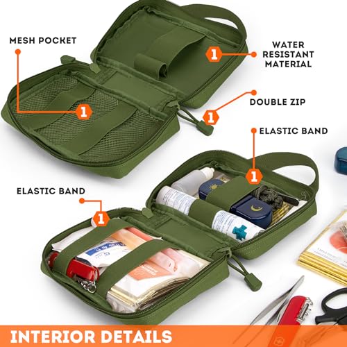 Tactical Molle Pouches Multi-Purpose Military Nylon Waist Pack Utility Bag Detachable Patches Pouches for Dog Vest Harness - color: Army Green