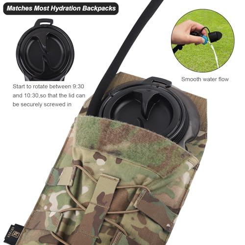 PETAC GEAR 1.5L / 3L Tactical Hydration Pack，Molle Carrier Pouch for 50 oz /100 oz Hydration Bladder Daypack Water Backpack. - color: MC, size: 1.5L combination set