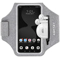 Running Armband with Earphone Pouch Fits Phones up to 6.9" - color: Grey (Up to 6.9''), size: Medium