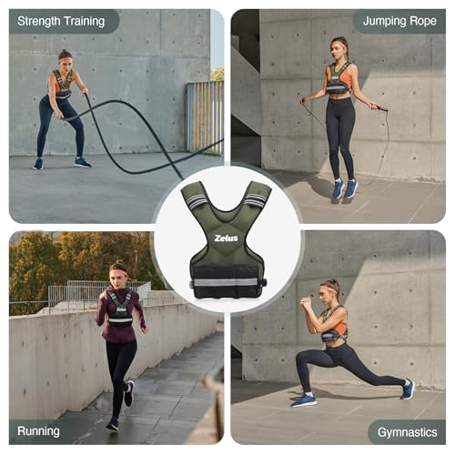 ZELUS Weighted Vest for Men Women,Adjustable 4-32lb Vest, Removable Weights - color: Green, size: 20-32 lb.