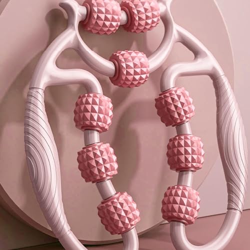 HEEPDD 9 Wheels Muscle Roller, Leg Massager Muscle Relaxation Stretching Roller Foam Roller Deep Tissue Massager for Thigh Arms Leg Waist (Pink) - color: Pink