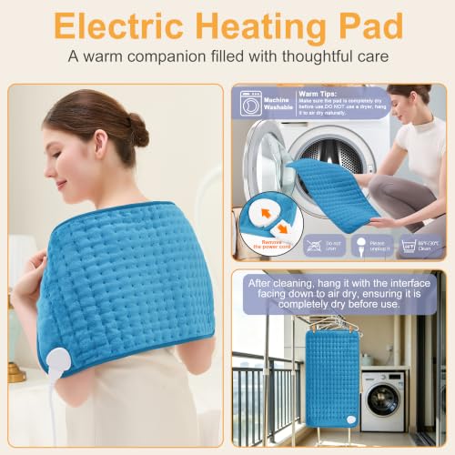 Heating Pad,Electric Heating Pad,Heating Pad for Back (Blue, 24"x12") - color: Blue, size: 24x12 Inch