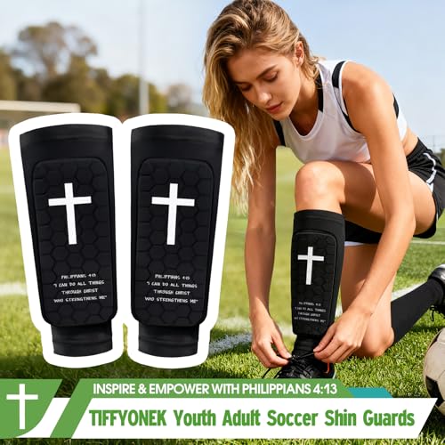 Soccer Shin Guards for Kids Youth and Adults, Honeycomb Padded - color: Black, size: Medium