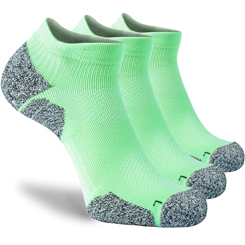 CWVLC Cushioned Athletic Ankle Compression Socks for Women Men 3/6 Pairs - color: 3-pairs Light-green, size: Small