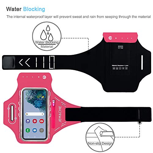 Armband for Samsung Galaxy S26 S25 S24 S23 S22 Ultra/Plus/FE, Gym Running Workouts Arm Band with Earbuds Holder (Rosy) - color: Rosy