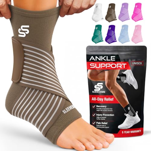 Sleeve Stars Ankle Brace Men & Women Support (Single/M:10"-12"/Mocha Brown) - color: Mocha Brown, size: Medium