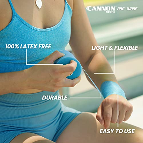 Cannon Sports Pre-Wrap 4-Pack 30 Yards Each Roll Assorted Athletic Tape Foam Underwraps for Ankles Wrists Hands Knees Elbows Hair (Pink, Gold, White, Aqua)