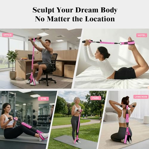 3-Tube Pedal Resistance Band w/Handles, 30/40LBS Sit Workout Gear - color: pink, size: 30lbs