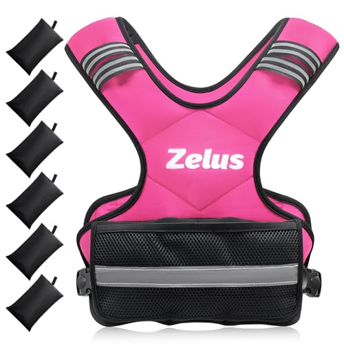 ZELUS Weighted Vest for Men Women,Adjustable 4-32lb Vest, Removable Weights - color: Pink, size: 11-20 lb.