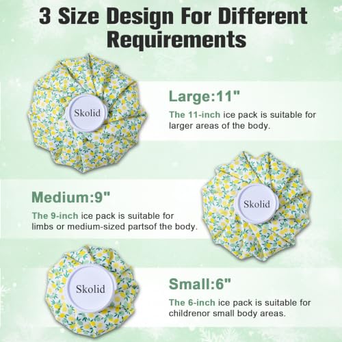 Ice Packs for Injuries Reusable, 3 Sizes, Lemon - color: Lemon