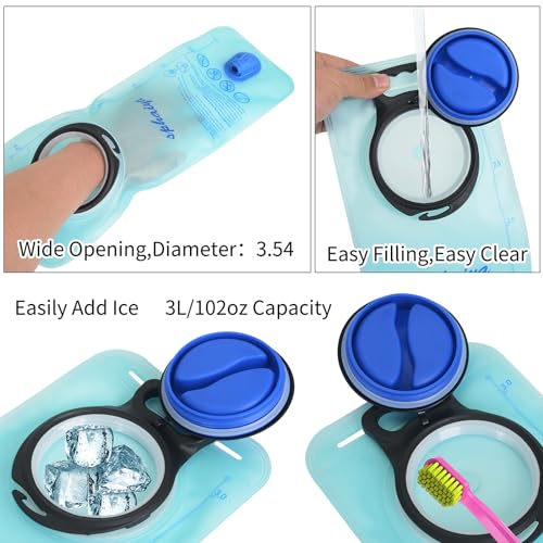 2 Pack Hydration Bladder 2L-3L with Cleaning Brush - Wide Opening, Leak Proof Water Reservoir for Hiking Cycling Running Camping Backpack - BPA Free - color: 3L-Green+blue