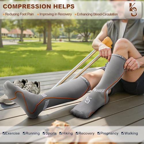 KEMISANT Women Cushioned Compression Knee High Sports Recovery Socks 3Pack - color: 3pairs-gray8294, size: Small-Medium