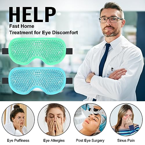 BeeVines Gel Eye Mask, Cooling Ice Masks for Puffy Eyes (Blue & Green) - color: 003 Blue & Green