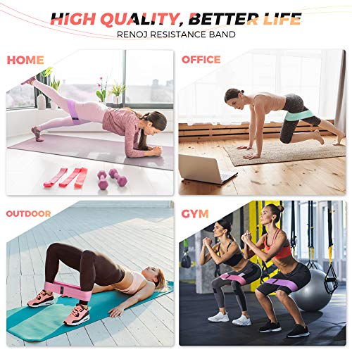 Fabric Resistance Bands for Working Out, 3-Set Exercise Loops for Home Gym - color: Pink