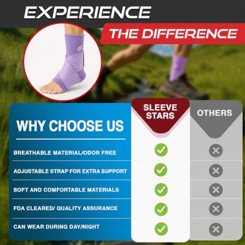 Sleeve Stars Ankle Brace for Men & Women (Single/M:10"-12"/Light Purple) - color: Light Purple, size: Medium